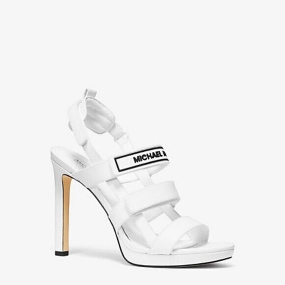 Michael Kors Demi Leather Slingbacks Heels Stilettos White Sandal size 7.5 - Picture 1 of 14